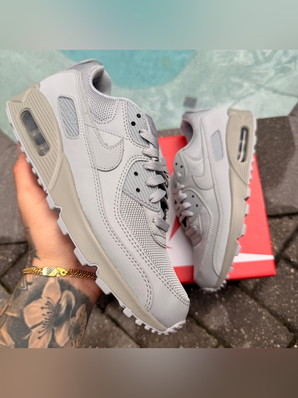 NIKE AIR MAX 90 SIZE 7.5 RECRAFT WOLF GREY TRIPLE GREY CN8490-001 MEN US NEW
